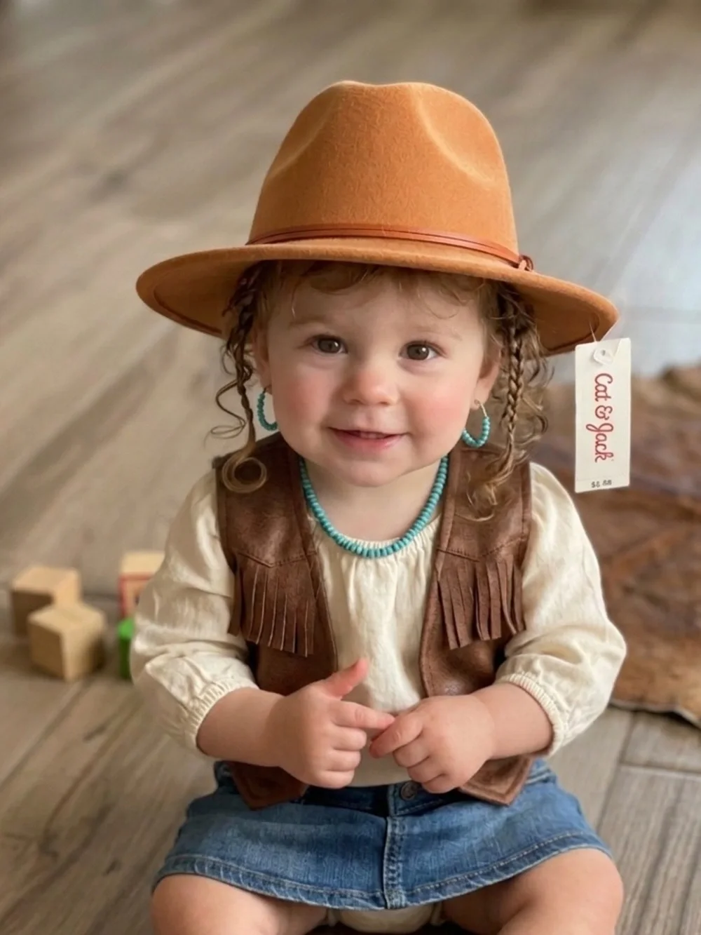 Cat & Jack Toddler Burnt Orange Felt Fedora Hat
